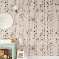 Neutral woodland owl wallpaper mural
