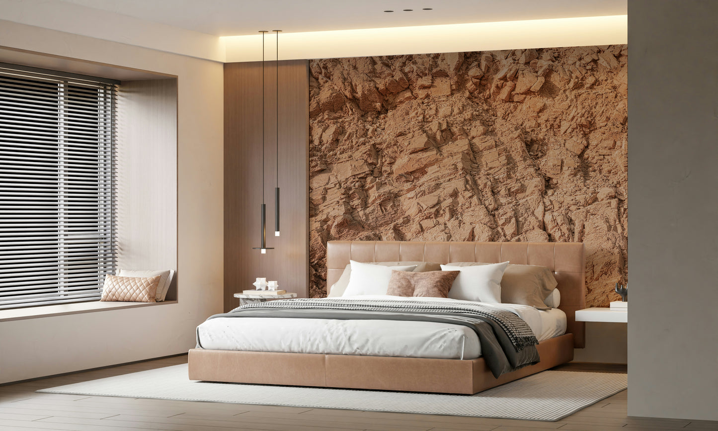 A graceful natural pattern wall mural in warm, muted colors.

