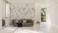 Delicate bird wallpaper with natural motifs
