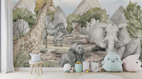 Nature-inspired Savannah Serenity Wildlife Mural design