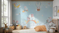 Adorable Elephant Cloud Carnival Wall Mural for kids