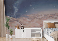 Serene mountain wallpaper with starry sky
