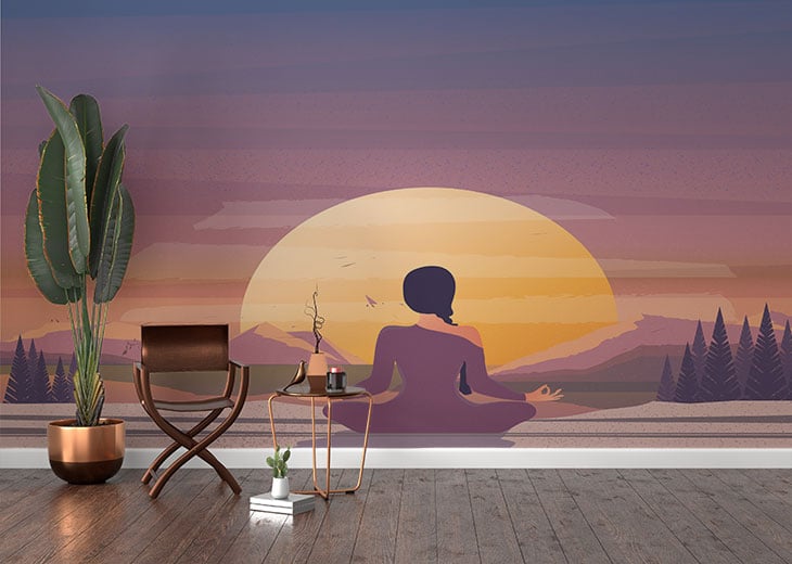 Meditation Sun Motif Wallpaper Mural