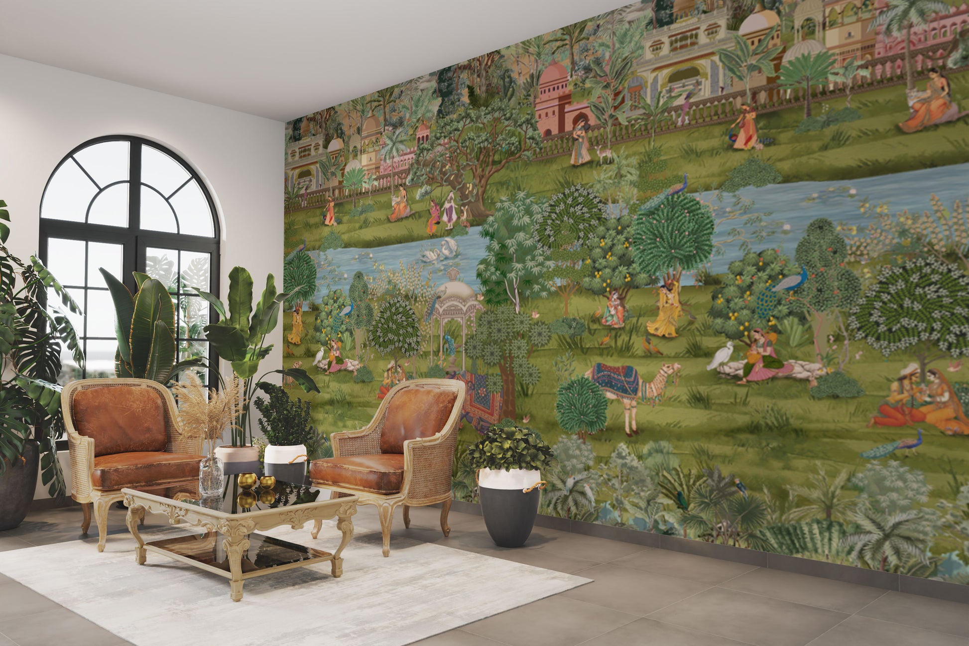 Elegant palace courtyard wall design

