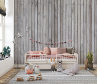 Pleasant grey wood wall mural
