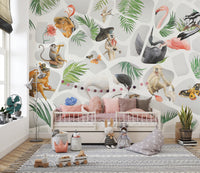 Monkey birds wallpaper for walls
