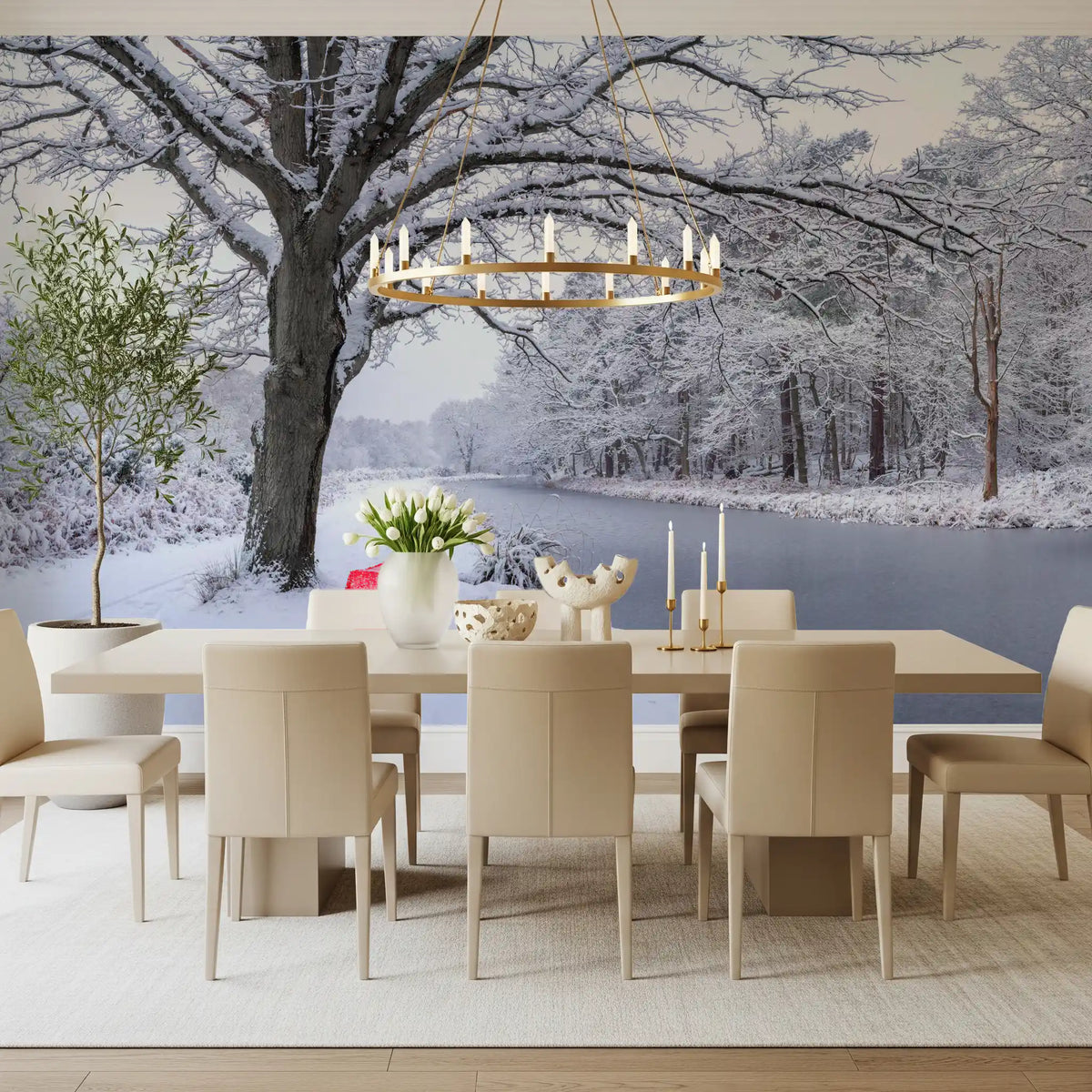 Frozen Canal Winter Wonderland Wall Mural