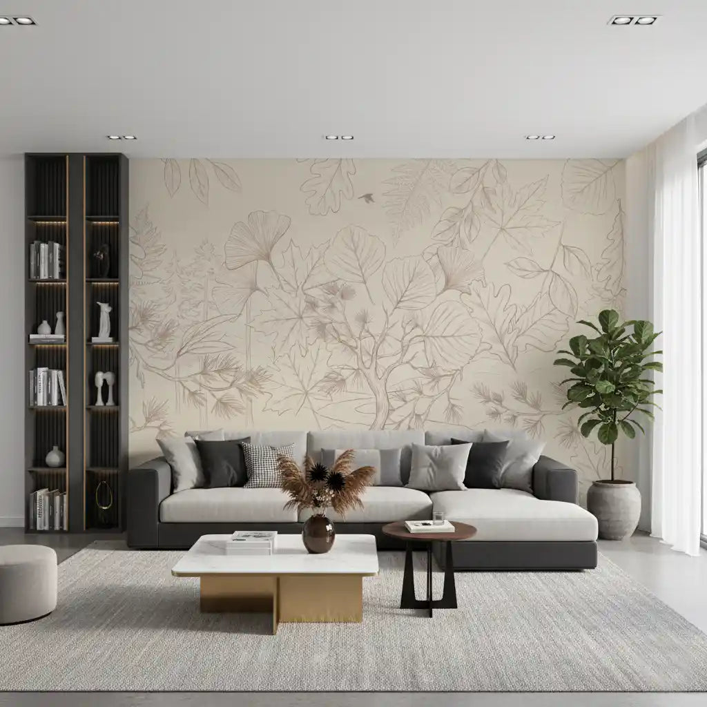 Serene Forest Sketch Wall Mural
