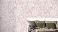 Artistic happy blooms wallpaper with subtle pastel pink tones.

