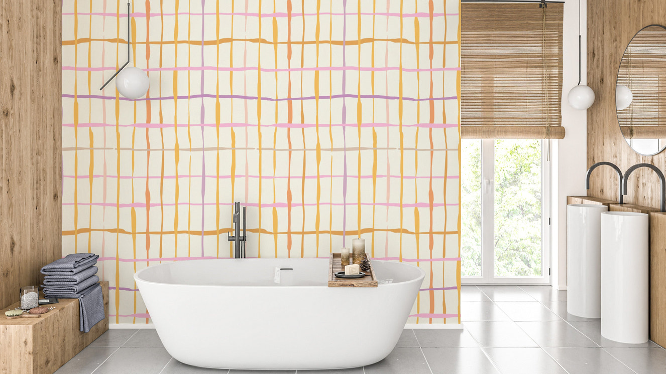Vibrant retro lines wallpaper for bold interiors
