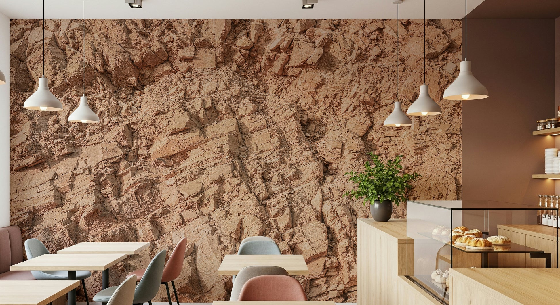 A beautiful modern art wall mural of abstract forms.

