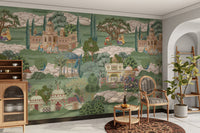 Indian procession in garden wallpaper

