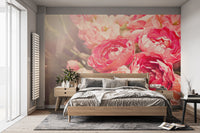 Refreshing pink blooms mural for interiors
