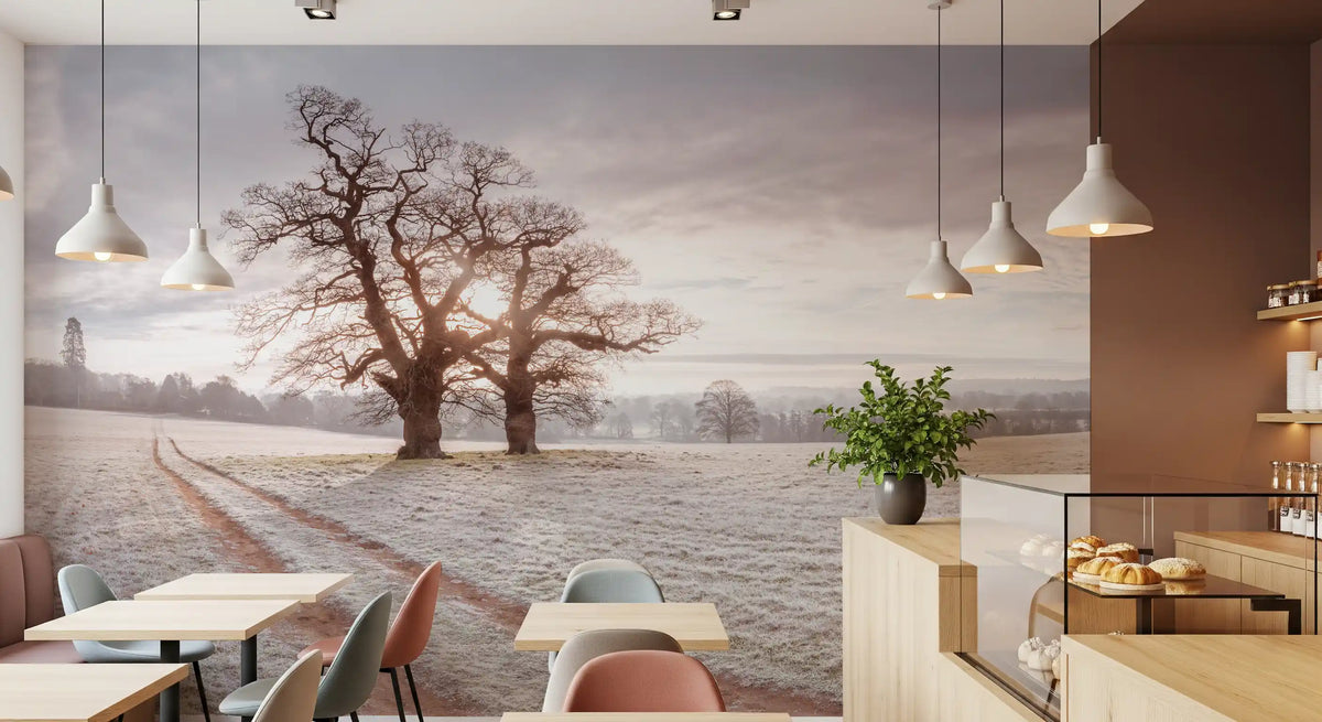 Misty Morning Meadow Wall Mural