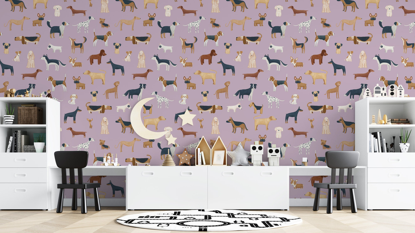 Cute dog pattern wallpaper for nurseries
