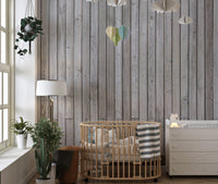 Grey striped wood wallpaper mural
