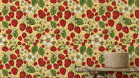Fresh strawberry design wallpaper with bold yellow backdrop.
