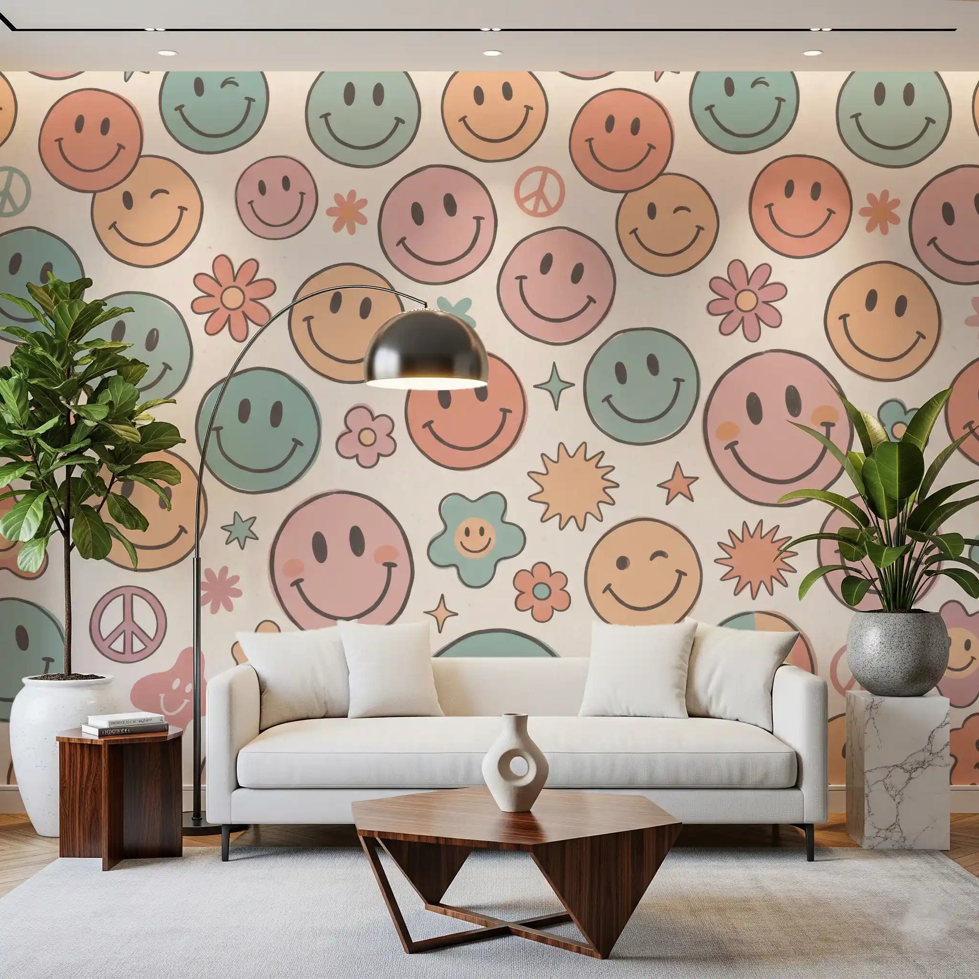Retro Happy Face Groovy Smiles Wall Mural