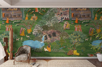 Krishna Leela with village backdrop

