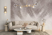 Subtle palm leaf pattern wallpaper for elegant rooms
