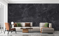 Elegant black marble-inspired wall mural
