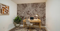Monochromatic Botanical Line Art Wall Mural