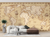 Vintage World Map Wallpaper For Walls - Giffywalls