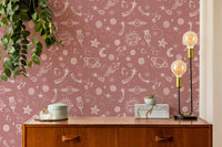 Elegant Space Voyage Rose Color Wallpaper for walls