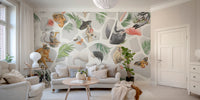 Gray animal wall mural for kids
