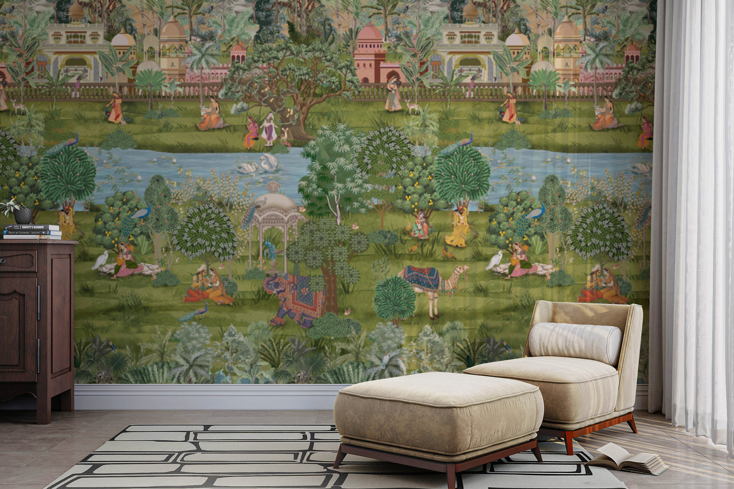 Traditional palace courtyard backdrop

