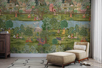 Traditional palace courtyard backdrop

