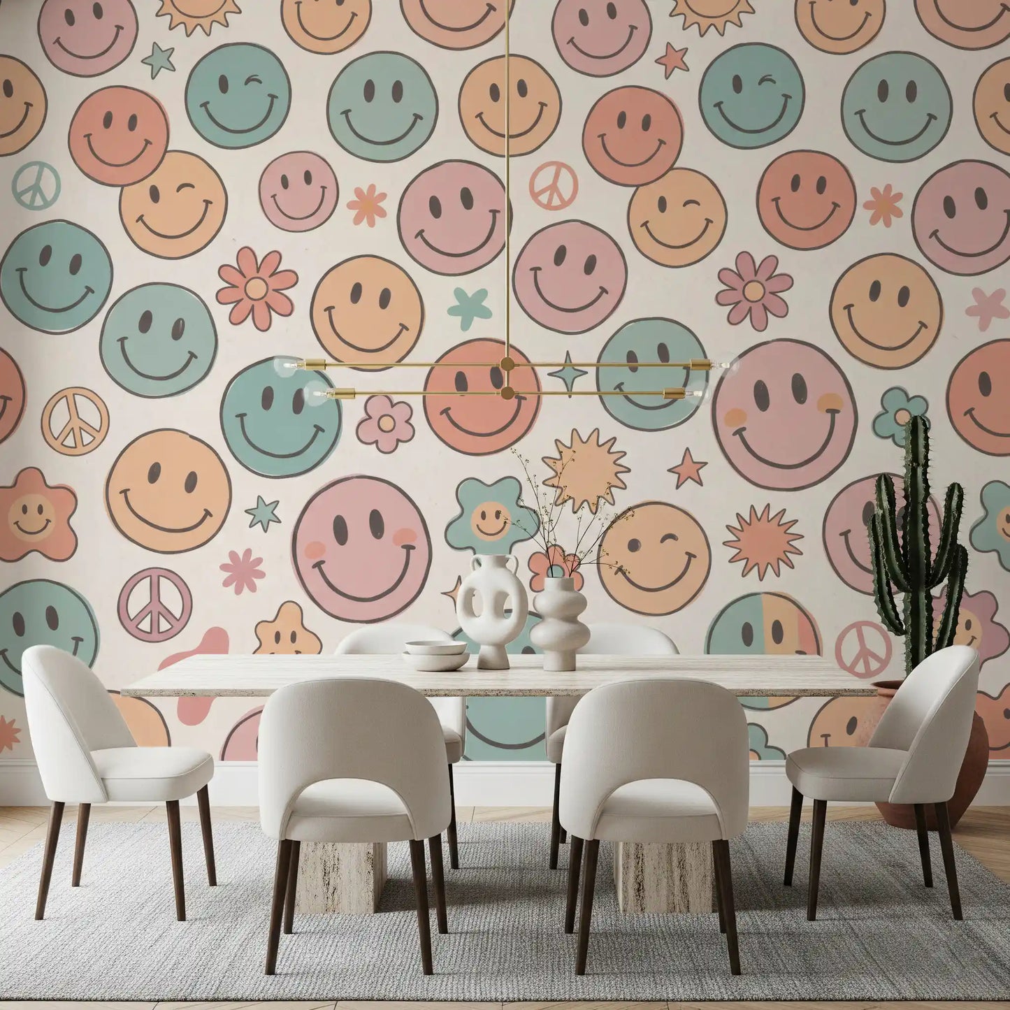 Retro Happy Face Groovy Smiles Wall Mural