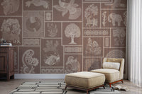 Folk art patterns in warm earthy tones


