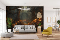 Eerie Pumpkin Forest haunted wallpaper for walls