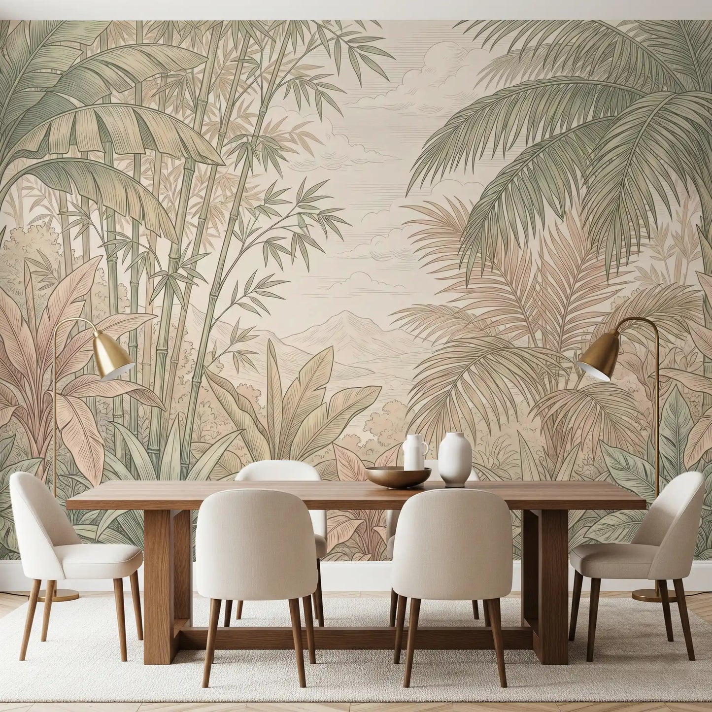 Misty Tropical Botanical Haven Wall Mural