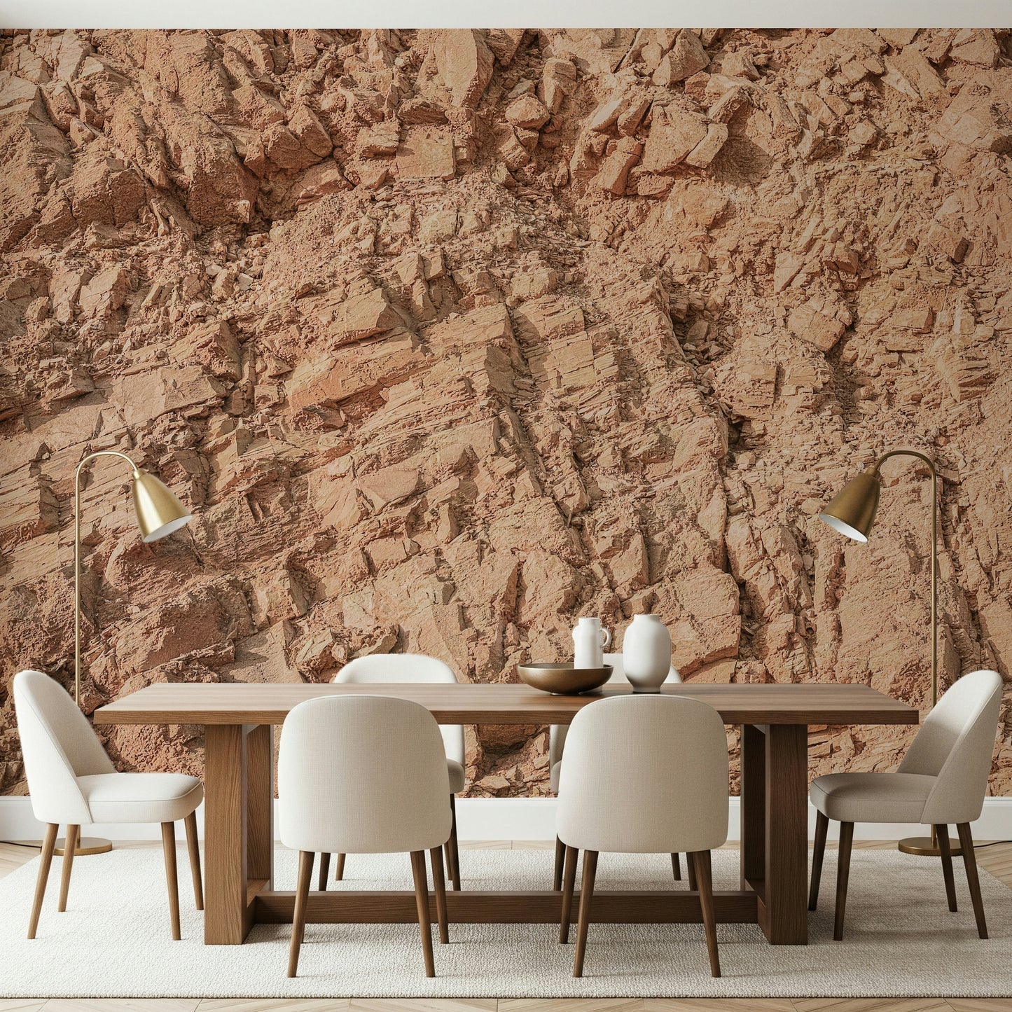 An artistic minimalist form mural for home decor.

