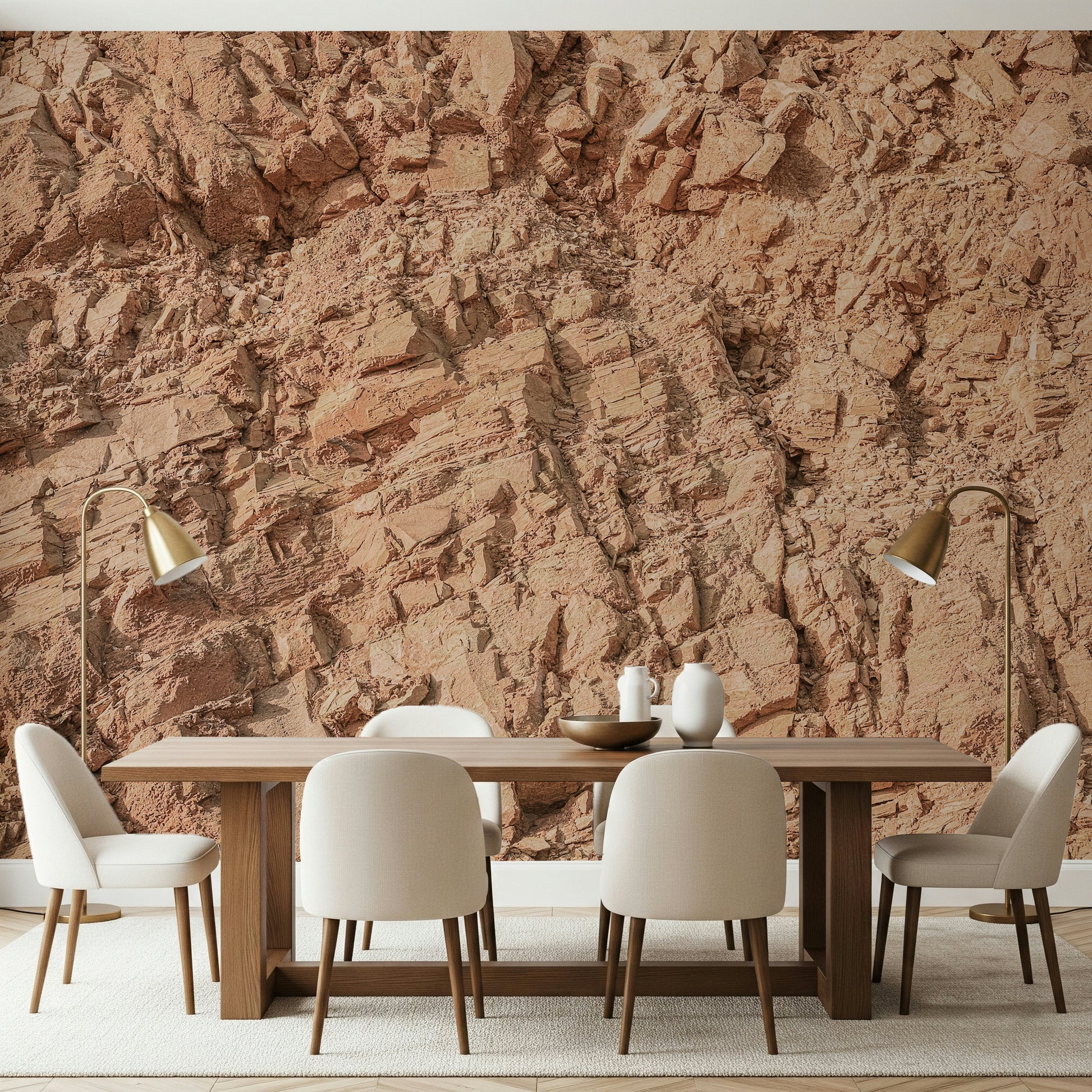 An artistic minimalist form mural for home decor.

