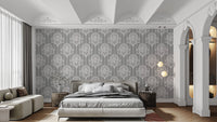 Grey and White Damask Wallpaper for elegance