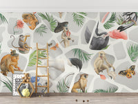 Watercolour monkey wall design
