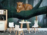 Captivating leopard mural for nature-themed decor