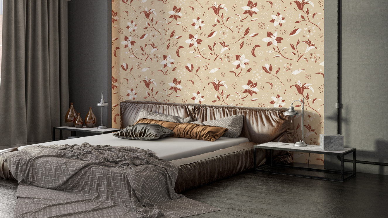 Elegant lily pattern in cream tones

