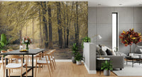 Muted Autumn Woodland Trail Wall Mural