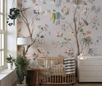 Chinoeserie Floral design Wallpaper Mural - Giffywalls