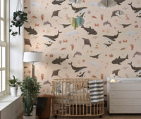 Marine life wallpaper for kids' room
