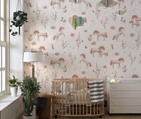 Magical unicorn-themed nursery wallpaper
