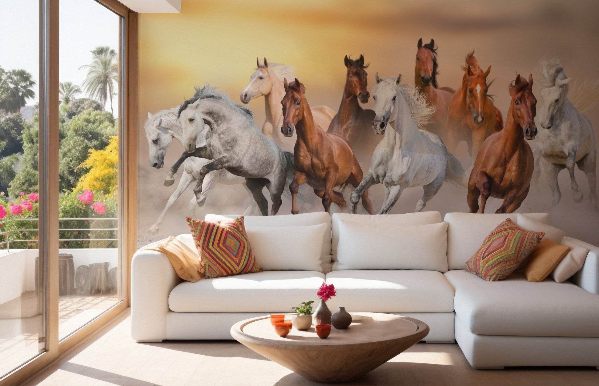 Fiery horse wallpaper with running motion
