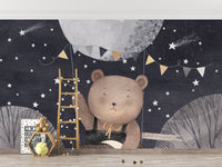 Starry night bear wallpaper design
