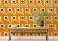 Geometric orange and brown mural design, SUSCT45