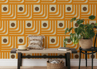 70s retro mural with abstract orange shapes, SUSCT45