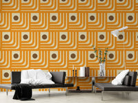 Orange curve and brown dot patterned wall design, SUSCT45